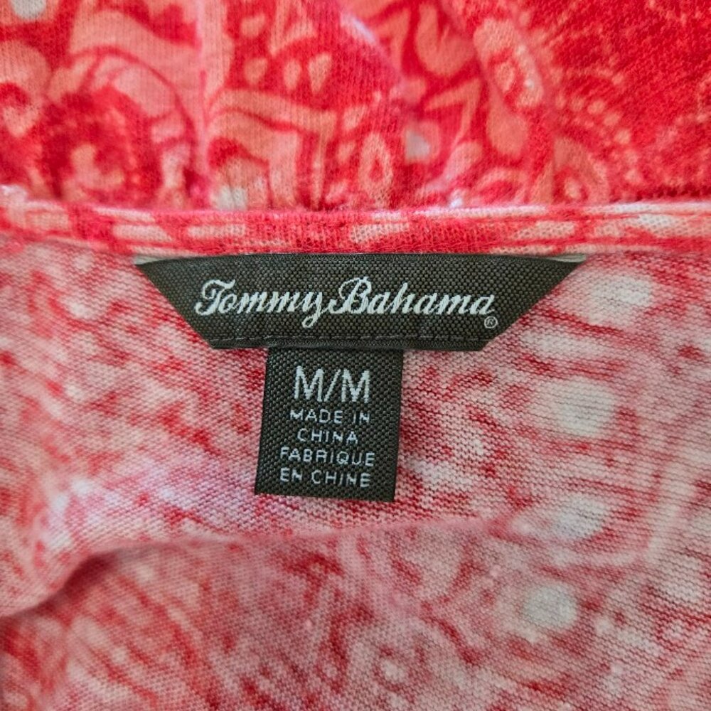 TOMMY BAHAMA Women Size M Red Medallion Print Mid Dress Elastic Empire Waist GUC - Picture 6 of 7